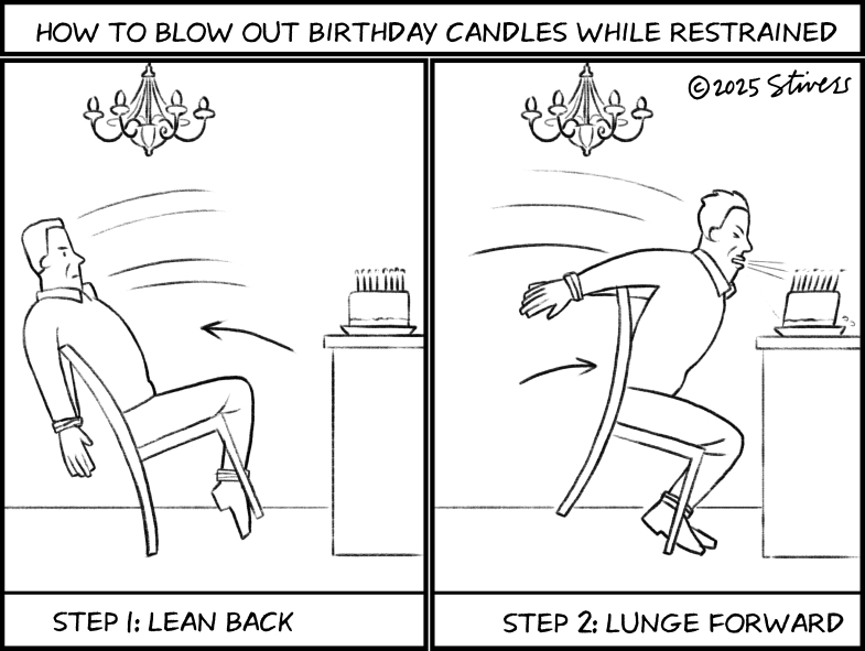 How to blow out the candles while restrained